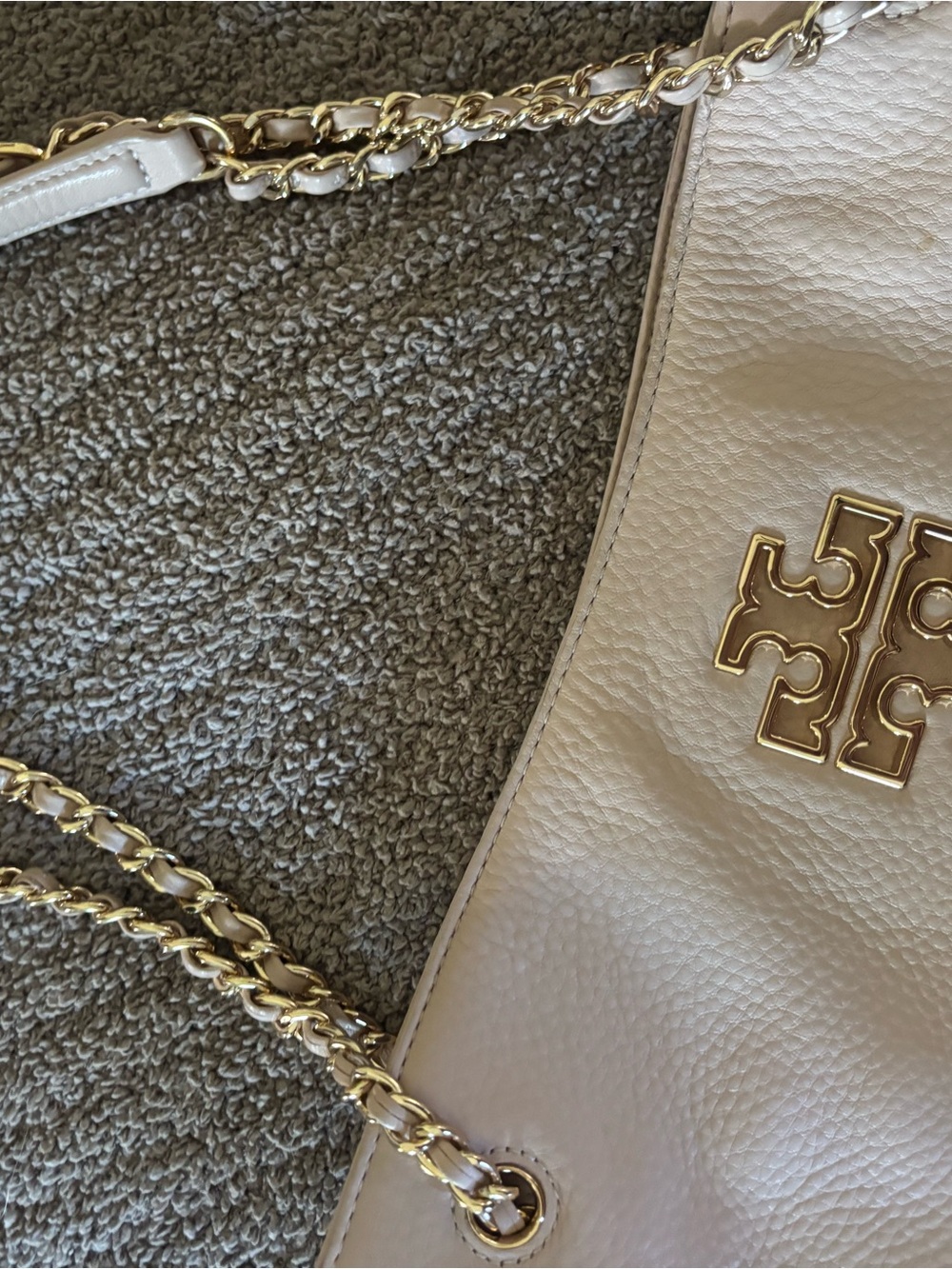 Tory Burch Pebbled Leather Shoulder Tote in Light Pink/Beige - Picture 5 of 5